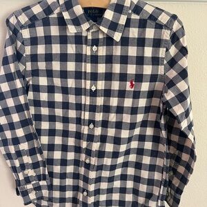 Polo by Ralph Lauren Boys Long Sleeve Navy and White Checkered Shirt